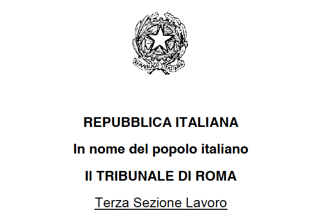 Tribunale di Roma, Sezione Lavoro, 15 novembre 2021 